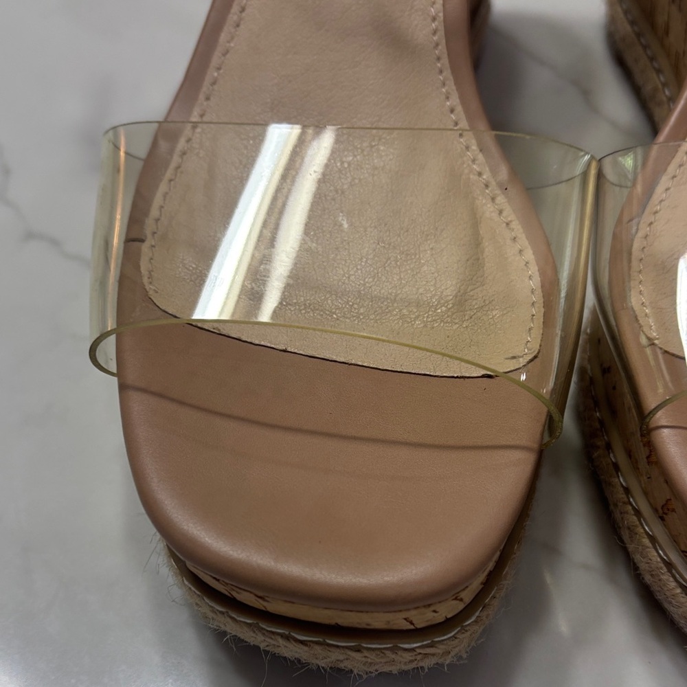 Xappeal Nude Cork Wedge Sandals with Clear Straps - Picture 5 of 15